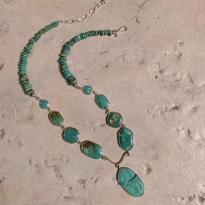 Real turquoise and silver necklace